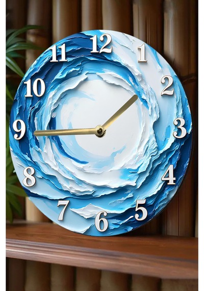 "okyanus Dalgası" 3d Görünümlü Mdf Duvar Saati 33 Cm Sdw296 Renkli