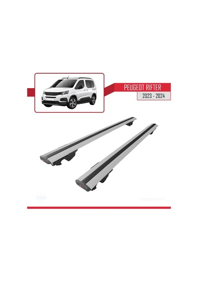 Peugeot Rifter 2023 Ve Sonrası İle Uyumlu Hook Model Anahtar Kilitli Ara Atkı Tavan Barı Gri