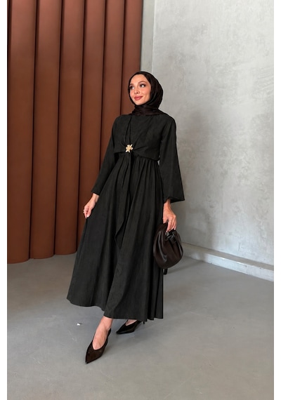 Riella Butik Pavera Tesettür Elbise Siyah