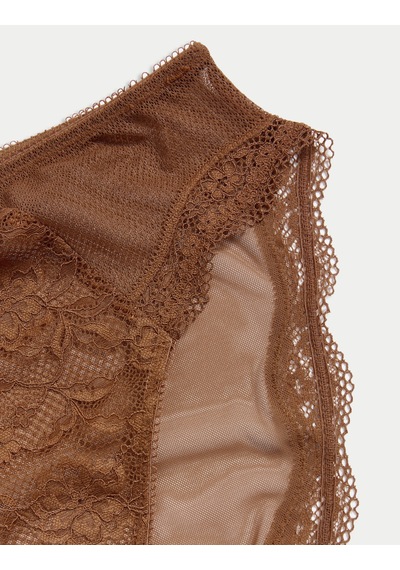 Marks & Spencer 3 Lü Jasmine Dantelli Yüksek Bel Külot Kahverengi
