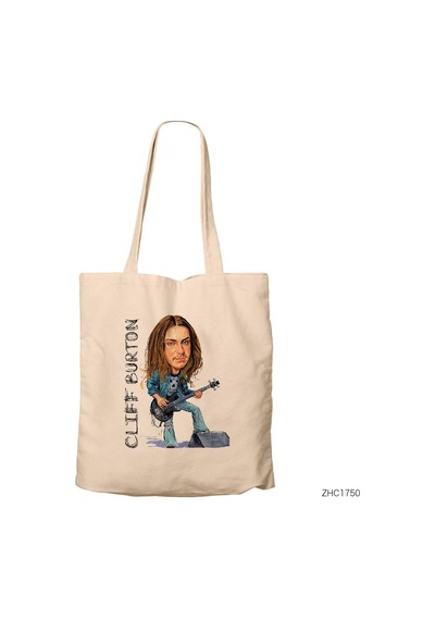 Cliff Burton Cartoon Kanvas Bez Çanta Çok Renkli