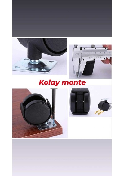 4 Adet Düz Tabanlı Çap 40mm. Döner Tekerlek-9051555100456