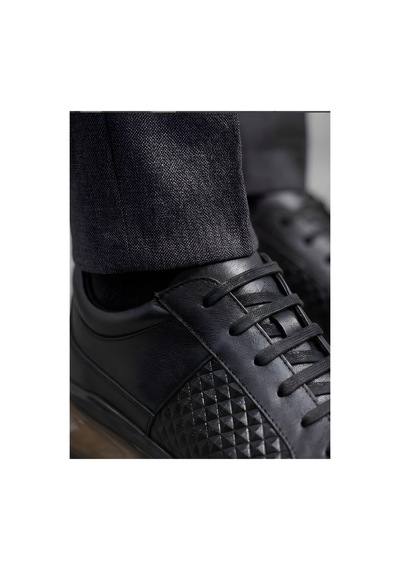 Crc Ayakkabı Erkek Siyah %100 Hakiki Deri Klasik Sneaker Ortopedik Taban Günlük Ayakkabı