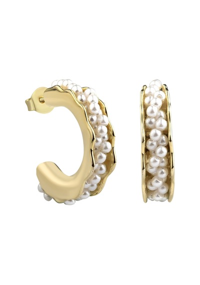 İnci Halka Küpe-585 Gold