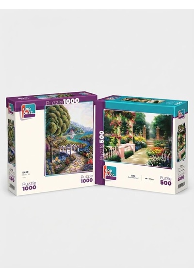 Renkli Yol Ve Botanik Bahçesi İkili Set - 1000 + 500 Parça İkili Puzzle Seti
