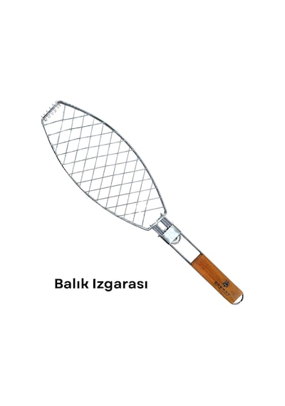 Dooman Paslanmaz Çelik Balık Izgara Teli Ahşap Saplı 30x13 Cm Izgara Alanı - 318g