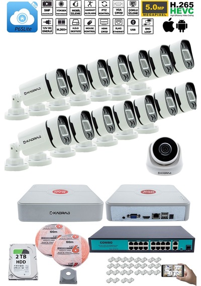 Ip Güvenlik Kamera Seti - 1 İç Mekan , 14 Dış Mekan Kdj-1ın14out-v3