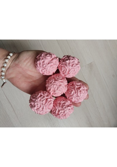 Dafniart 6 Lı Pembe Gül Topu Şeklinde Çekmece Dolap Kulpu, 4-5 Cm, Açık Pembe