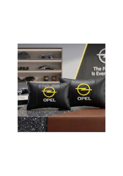 Opel Logolu Oto Koltuk Boyun Yastığı 2 Parça Tüm Modeller İçin Uygundur Siyah