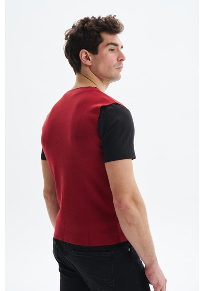 AR-MA Arma Erkek Slim Fit Basic %100 Pamuk Triko Yelek K9kro0853 Bordo