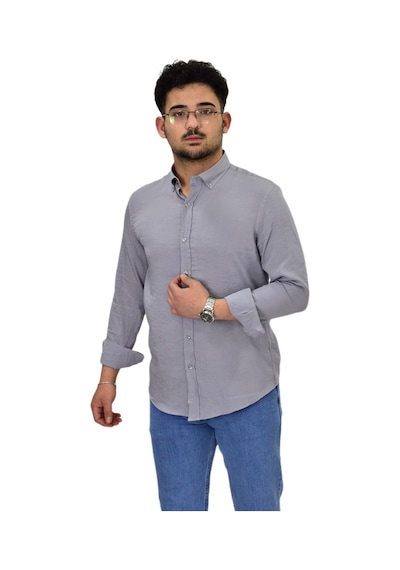Erkek Spor Silim Fit Uzun Kol Gömlek G5033 Bgl-st04492 Gri