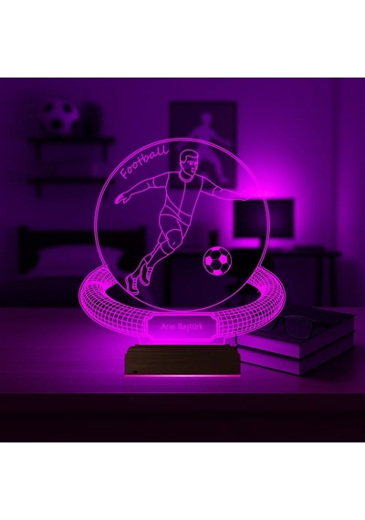 Luvivia Futbolcu Hediye Futbol Tasarım Kişiye Özel 3d Lamba - Masa Gece Lambası