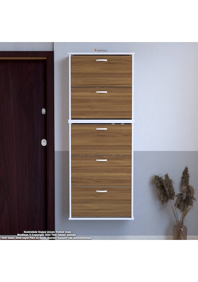 Modilayn Varbi Umay' 2 Li Asma Kapı Önü 52x193x26 Cm Lik 5 Düşer Kapak 10 Göz Ayakkabılık Beyaz Ceviz Modilayn Varbi Umay' 2 Li Asma Kapı Önü 52x193x26 Cm Lik 5 Düşer Kapak 10 Göz Ayakkabılık Beyaz Ceviz