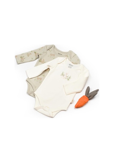 BabyCosy Bebek 2li Uzun Kollu Badi %100 Organik Pamuk, Bebek Ve Yenidoğan Serisi - Csy5789 Ecru