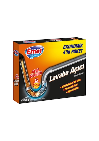 Ernet Lavabo Açıcı Granül 4'lü Ekonomik Paket  4 x 50 G