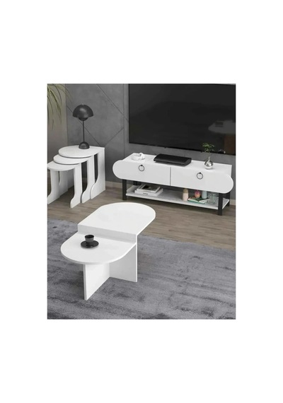 Vega Tv Ünitesi+sehpa Salon Set Beyaz