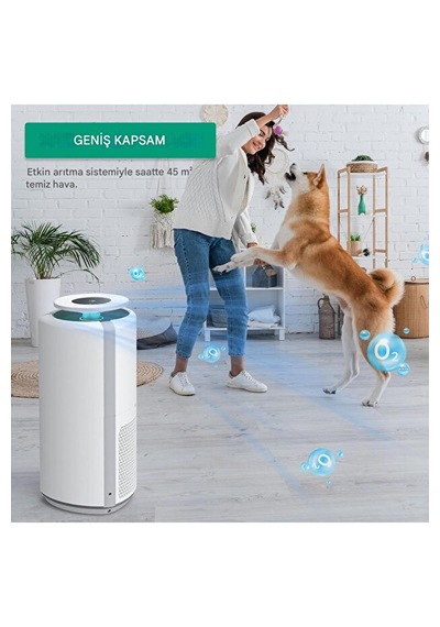Akıllı Hava Temizleyici H13 Hepafiltre Uv-c Işıklı İyonizerli Koku Toz Giderici Alerji Sterilizasyon Beyaz