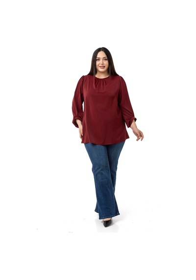 Disentis Modest Büyük Beden Yuvarlak Yaka Truvakar Büzgülü Kollu Rahat Kesim Bordo Bluz Bordo Disentis Modest Büyük Beden Yuvarlak Yaka Truvakar Büzgülü Kollu Rahat Kesim Bordo Bluz Bordo