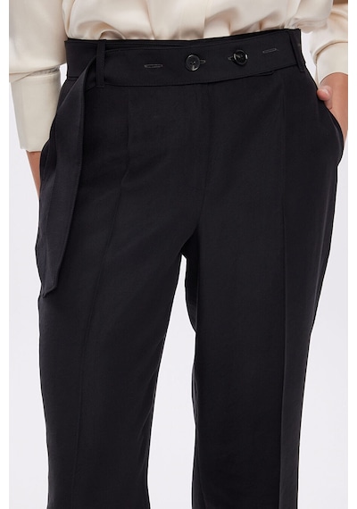 Faik Sönmez Ütü İzli Kemer Detaylı Wıde Leg Fıt Modallı Pantolon W27pnt014 Uw27pnt01410 Siyah