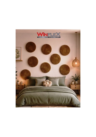 Winflex 50x50 Cm Daire Kumaş Kaplı Akustik Panel 1 Adet Kahverengi