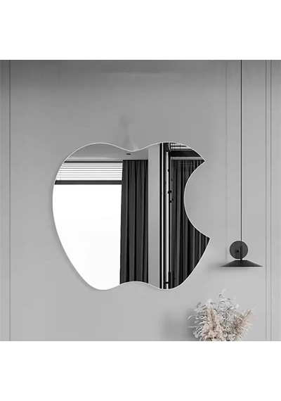 Mey İthalat Apple Tasarım Kırılmayan Pleksi Duvar Aynası - 30x30 Cm Modern Dekoratif Ayna Çok Renkli
