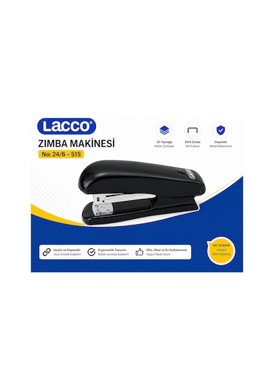 Lacco 515 Zımba Makinesi 24/6 Metal Mekanizmalı Dayanıklı Ofis Okul Ev Tipi Zımba