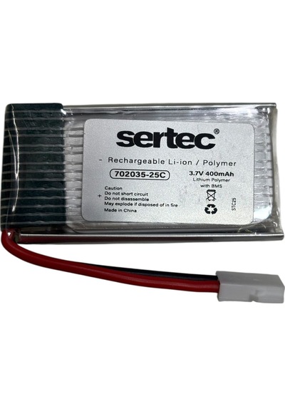 Sertec 702035 3.7v 400mah 25c Beyaz Soket Drone Bataryası