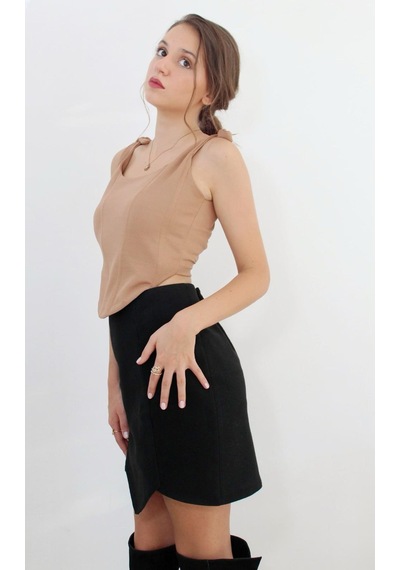 Mois Atelier Nude Balenli Crop Top, Tasarım, Hediye, Büyük Beden Nude