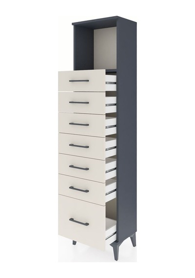 Arges Dolap Tek Raflı 7 Çekmeceli 44x30x182 Antrasit-aytaşı Antrasit