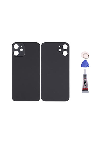 Apple Uyumlu iPhone 12 Siyah Arka Kapak Batarya Kapağı Pil Kapağı Yapışkan Ve Sökme Aparatıyla Beraber Full Set Siyah