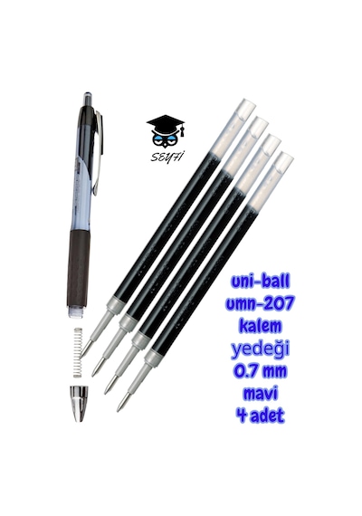 Uni-ball Umn-207 Kalem Yedeği 0.7 Mm Mavi 4 Adet Çok Renkli