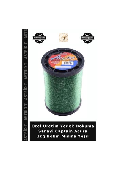 Özel Üretim Yedek Dokuma Sanayi Captain Acura 1kg Bobin Misina Yeşil 0.60mm