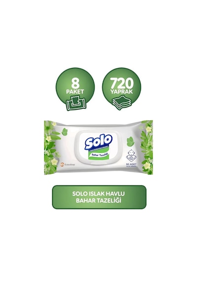 Solo Islak Havlu Bahar Tazeliği 720 Yaprak Kapaklı