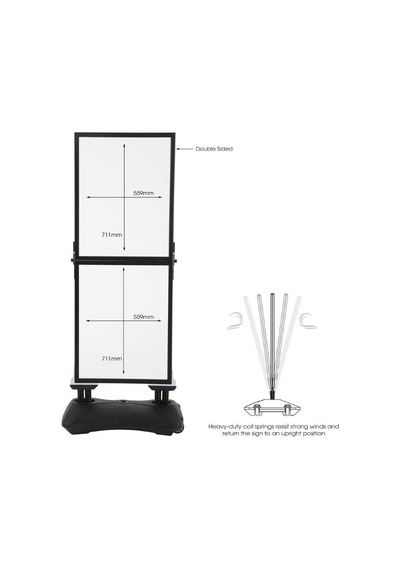 Wind Pro Slim 2 Katlı Gri Kaldırım Panosu 55 x 170 CM