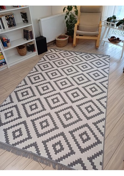Kilim Çift Taraflı Dokuma Kilim Gri-beyaz 80 200cm Diğer