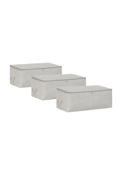 Ocean Home Textile 3'lü Orta Boy Gri Balıksırtı Hurç Set 52 X 28 X 21 Cm Gri