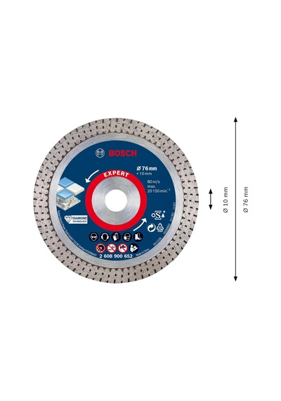1 X Expert Hardceramic 76 Mm Elmas Kesme Diski Sert Fayanslar, Sert Taş, Çap 76 Mm, Profesyonel Aksesuar, Mini Açılı Taşlama Makinesi