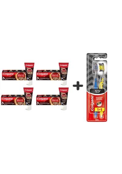 Colgate Optic White Kahve Çay Tütün Kullanan Diş Macun 125ml 4ad Zig Zag Charcoal 1+1 Orta Diş Fırça Tam Koruma