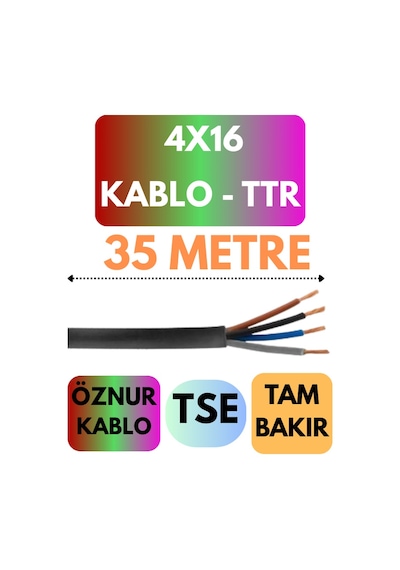 Öznur 4x16 Ttr Kablo Metre Seçenekli Siyah - 35 Metre