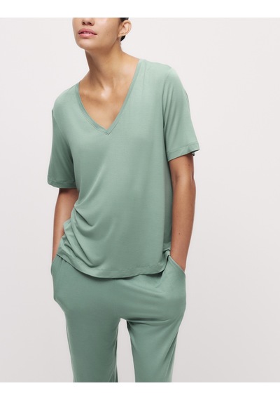 Marks & Spencer Dantel Detaylı Pijama Üstü T37003638T Yeşil