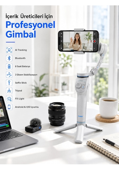 Akıllı Telefon Gimbal Sabitleyici 360 Takip Özellikli Profesyonel Video Çekim Stabilizeri Diğer