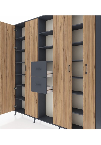Arges Dolap 15 Raflı 2 Çekmeceli 4 Kapaklı 220x30x243 Antrasit-çam/antrasit Atlas Çam/antrasıt Arges Dolap 15 Raflı 2 Çekmeceli 4 Kapaklı 220x30x243 Antrasit-çam/antrasit Atlas Çam/antrasıt