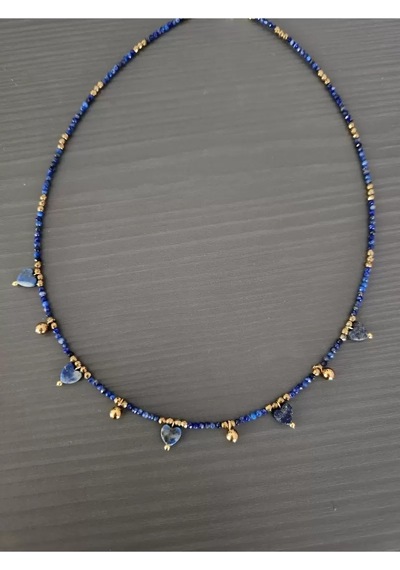 Lapis Taşı Kalp Çelik Kolye Lacivert