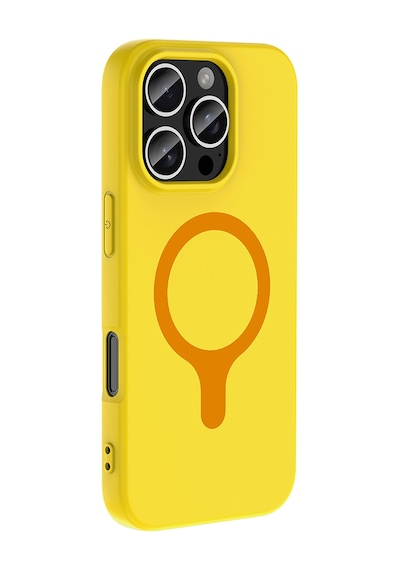 Maks Technology iPhone Uyumlu 16 Pro Kılıf M-safe Şarj Özellikli Mkst Aris Silikon Kapak - Sarı