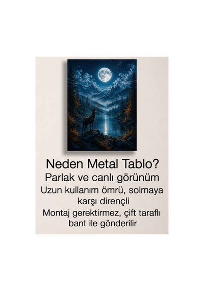 Geyik Ve Dolunay Baskılı Metal Tablo Wall Art Çok Renkli - 907854091 Çok Renkli - 907854091 Çok Renkli