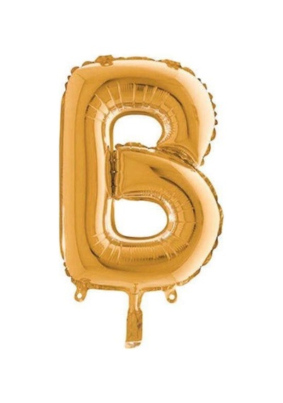 Gold Renk Folyo Balon B Harfli Helyum Balon 100 Cm Dev Boy Turuncu