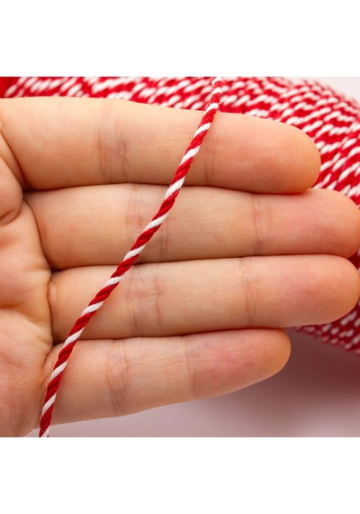 Bileklik İp Beyaz Kırmızı Şans Bilekliği İpi 2 Mm 200 Gr Kırmızı