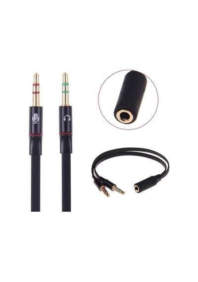 Aux To 2 Aux Kablo 3.5 Mm Jack Girişini 2 Aux A Çeviren Kablo Mikrofon Ve Kulaklık Çevirici Aparat
