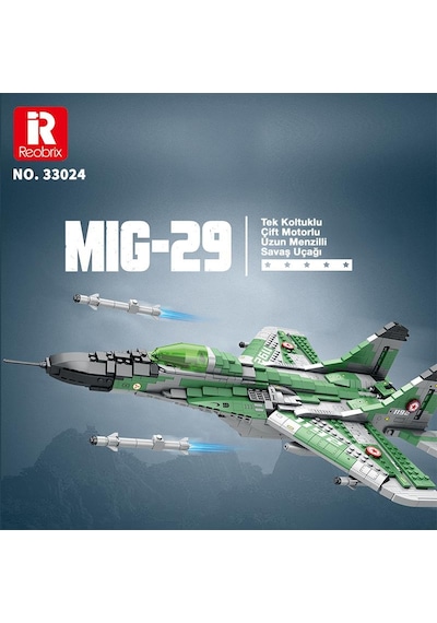 Reobrix 33024 Savaşçı Sovyet Mikoyan Mig-29 Jet Uçak Yaratıcı Yapı Blok Seti Building Blocks - 1387 Parça