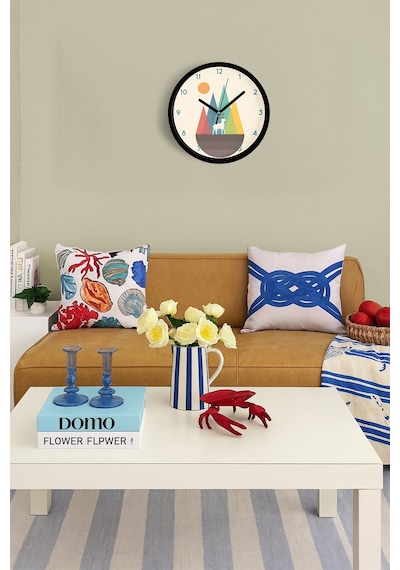 Soyut Geyik Modern Duvar Saati - 25cm - Önü Camlı Siyah Kasa - Sessiz Mekanizma-jh0745 Siyah